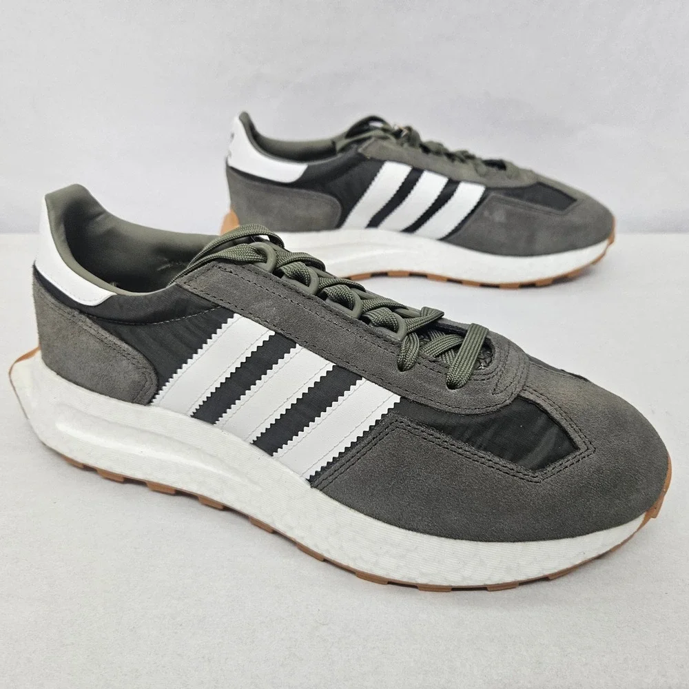 Adidas Retropy‎ E5 Casual Sneakers H03854 Olive White Gray Boost Mens Size 9.5